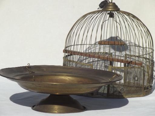 photo of antique brass beehive birdcage w/ table stand, Victorian vintage bird cage  #4