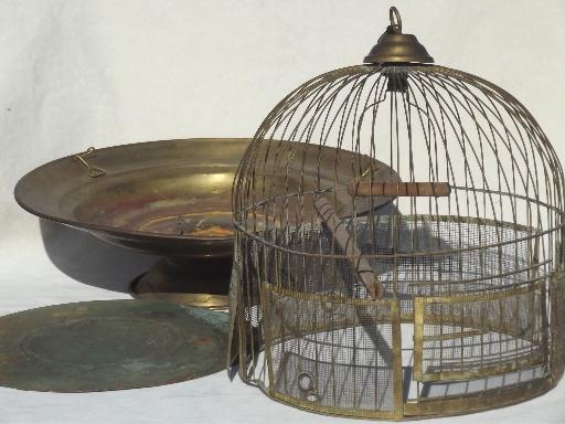 photo of antique brass beehive birdcage w/ table stand, Victorian vintage bird cage  #8