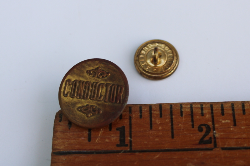 photo of antique brass buttons embossed Conductor train uniform buttons Superior Quality  #3
