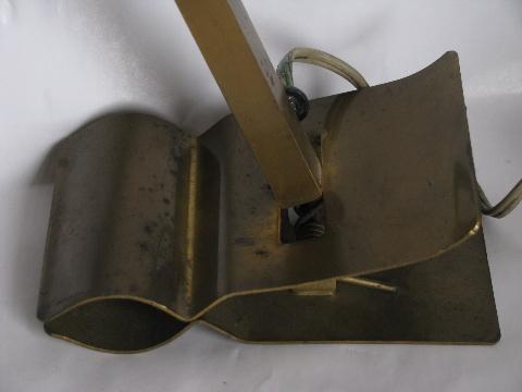 photo of antique brass clamp-on desk work or bed light w/ helmet shade & 1907 patent #2
