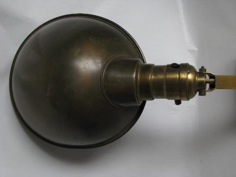 photo of antique brass clamp-on desk work or bed light w/ helmet shade & 1907 patent #3