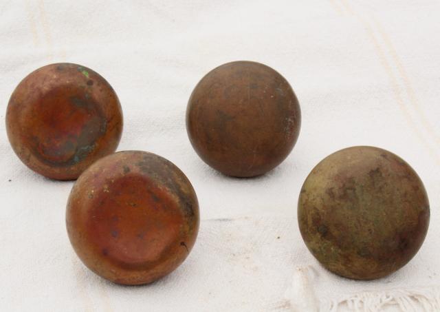 photo of antique brass door knobs, original brass patina doorknobs vintage hardware lot #2