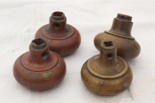 photo of antique brass door knobs, original brass patina doorknobs vintage hardware lot #5