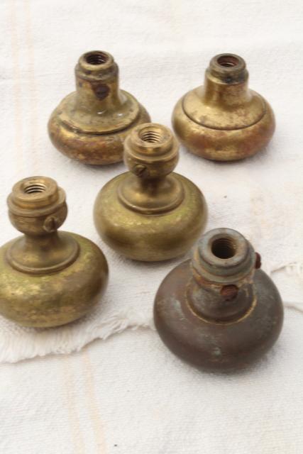 photo of antique brass door knobs, original brass patina doorknobs vintage hardware lot #7