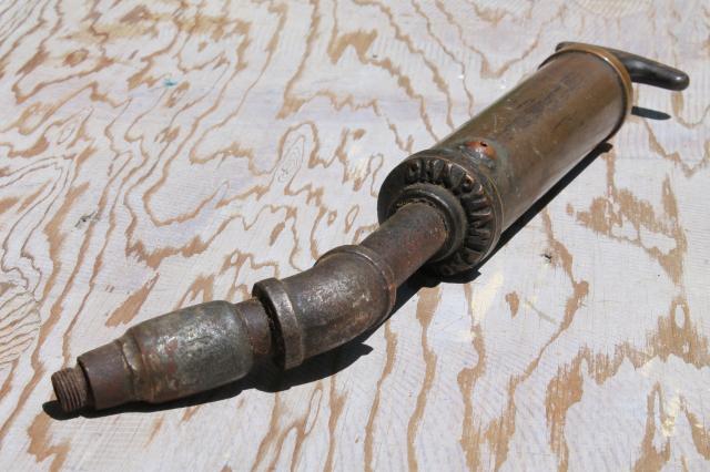 photo of antique brass grease gun, industrial vintage tool Chapman Products #7