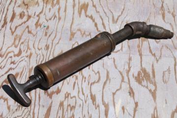 catalog photo of antique brass grease gun, industrial vintage tool Chapman Products