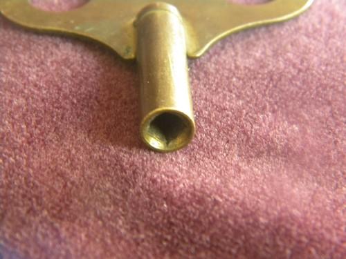 photo of antique brass key for wind-up tall case, grandfather or cuckoo clock #2