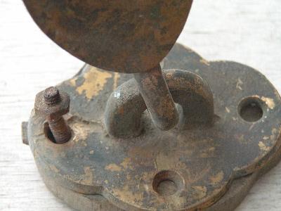 photo of antique brass laundry line pulley, vintage garden #3