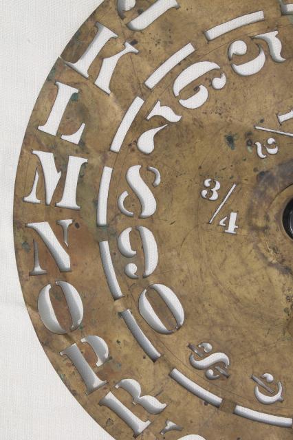 photo of antique brass lettering / numbering clock wheel stencil, sign letter maker w/ 1860s patent dates #9