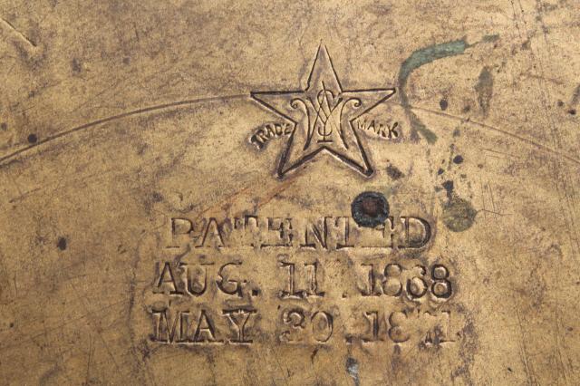 photo of antique brass lettering / numbering clock wheel stencil, sign letter maker w/ 1860s patent dates #11