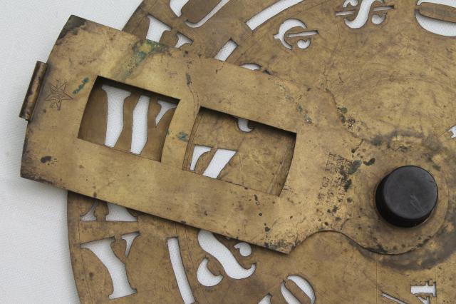 photo of antique brass lettering / numbering clock wheel stencil, sign letter maker w/ 1860s patent dates #12