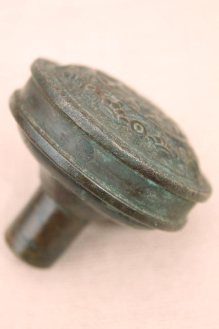 photo of antique brass or bronze door knob, original patina vintage door hardware #2