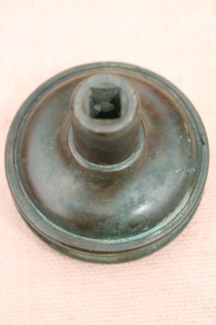 photo of antique brass or bronze door knob, original patina vintage door hardware #3