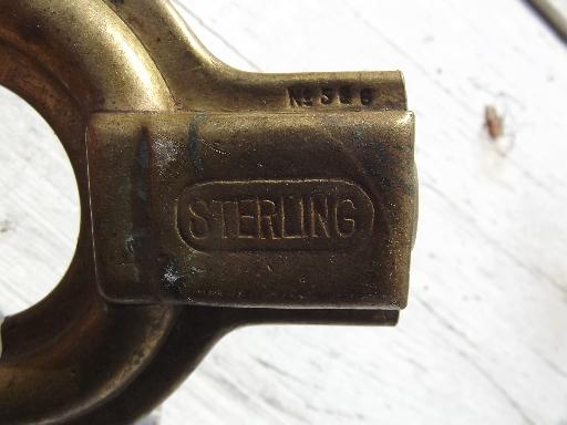 photo of antique brass padlock, Old brass circular padlock Sterling Lock Co, Minn #4