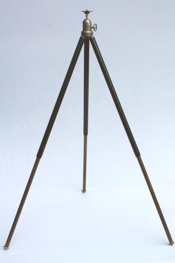 photo of antique brass tripod camera stand, early 1900s vintage photography equipment #1