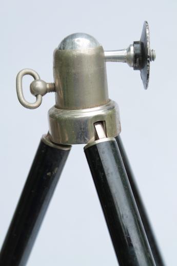 photo of antique brass tripod camera stand, early 1900s vintage photography equipment #6