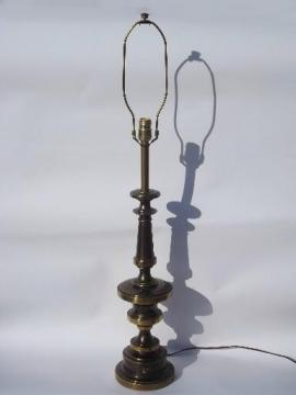 catalog photo of antique brass vintage Stiffel label table lamp, working 3-way switch