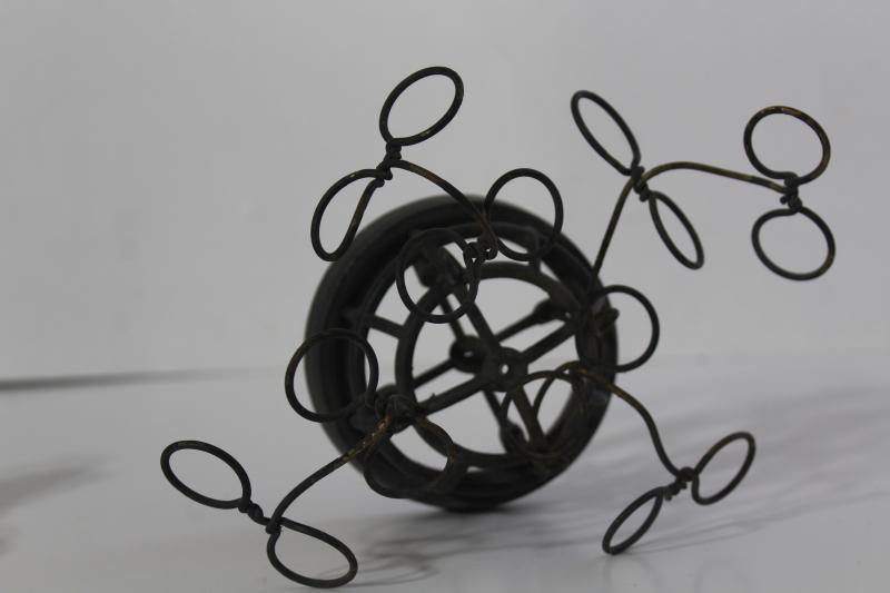 photo of antique brass wire flower holder, frog for floral arrangements or vintage displays #5