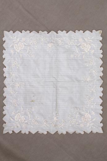 photo of antique bride's hanky, embroidered ivory silk handkerchief vintage 1920s or 30s #2