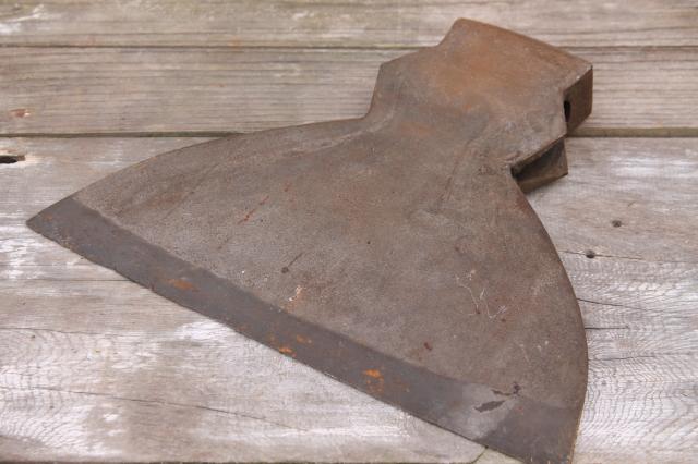 photo of antique broad ax head huge Civil War vintage hewing axe w/ welded steel blade  #4