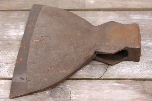 photo of antique broad ax head huge Civil War vintage hewing axe w/ welded steel blade  #9