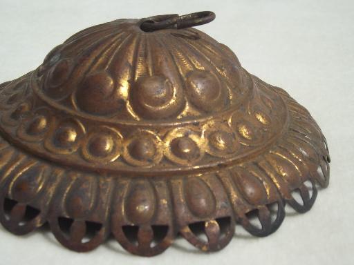 photo of antique bronze smoke bell, lamp part for hanging oil lamp light fixture #4