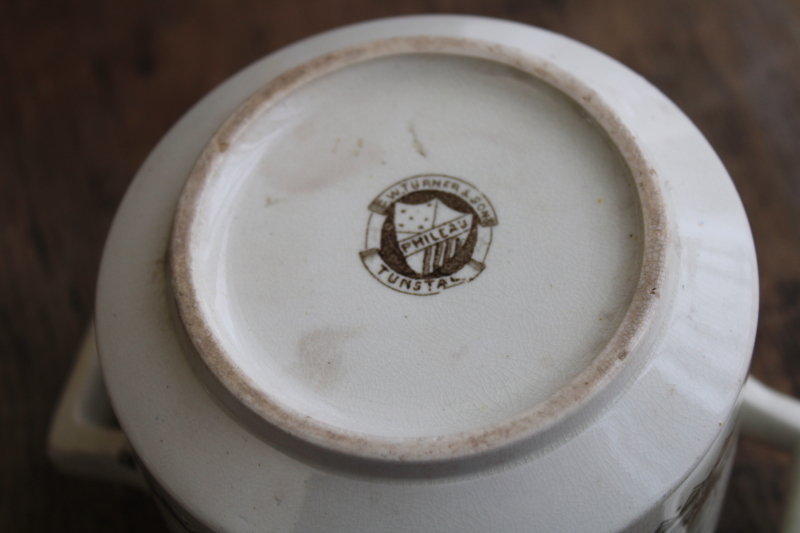 photo of antique brown transferware china biscuit jar or large sugar bowl 1800s vintage aesthetic design #12