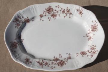 catalog photo of antique brown transferware china platter or tray, English ironstone vintage 1900