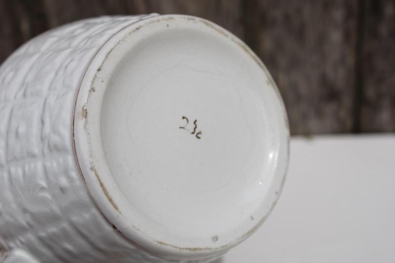 photo of antique browned china pitcher blue brown daisies floral, shabby vintage cottage chic #5