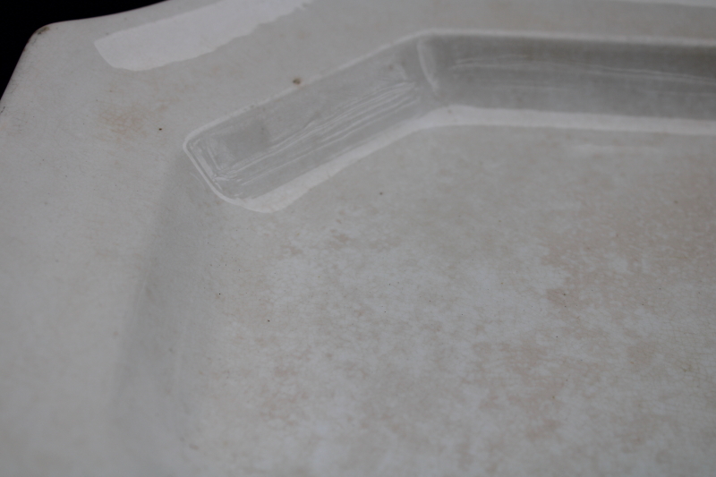 photo of antique browned stained white ironstone china, octagonal platter w/ 1800s vintage English marks #3