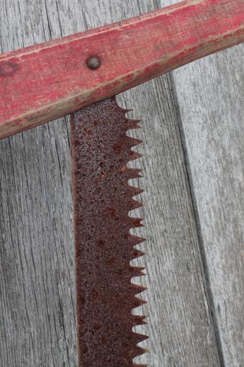 photo of antique buck saw, wood frame hand saw w/ 28