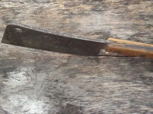 photo of antique butcher cleaver knife, full tang forged steel blade  #5