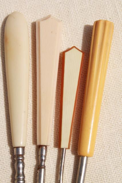 photo of antique button hooks & art deco vintage manicure tools w/ french ivory celluloid handles #8