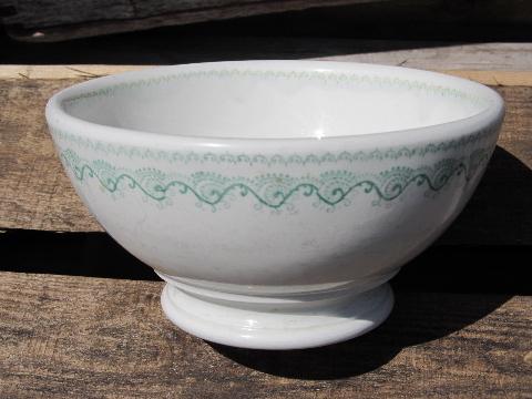 photo of antique cafe au lait bowl, English ironstone china transferware #1