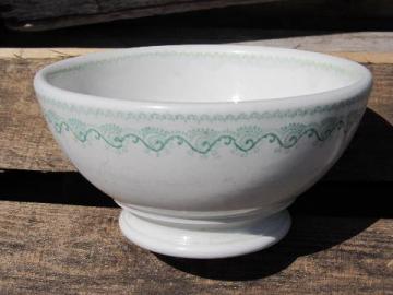 catalog photo of antique cafe au lait bowl, English ironstone china transferware