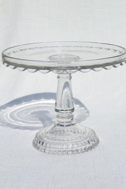 photo of antique cake stand, plain elegant salver w/ scalloped edge, 1880s vintage #1