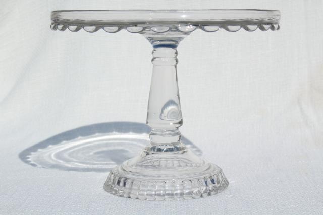 photo of antique cake stand, plain elegant salver w/ scalloped edge, 1880s vintage #3