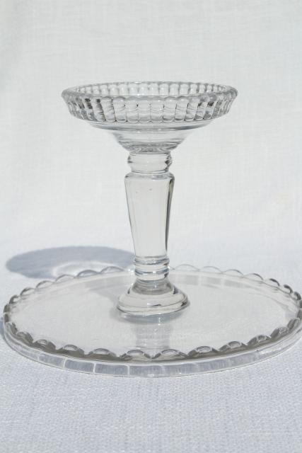 photo of antique cake stand, plain elegant salver w/ scalloped edge, 1880s vintage #7