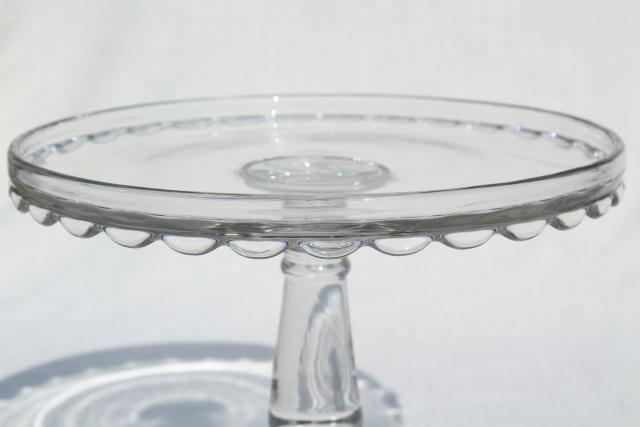 photo of antique cake stand, plain elegant salver w/ scalloped edge, 1880s vintage #9