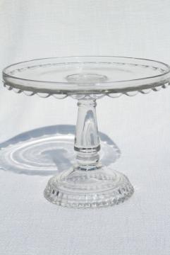 catalog photo of antique cake stand, plain elegant salver w/ scalloped edge, 1880s vintage