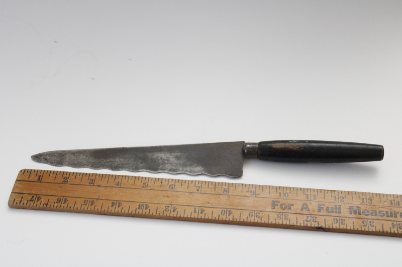 photo of antique carbon steel bread knife, Victorian era advertising vintage kitchenalia #2
