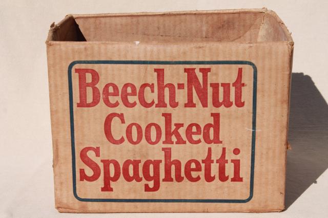 photo of antique cardboard shipping crate, Beech Nut Canojoharie NY box from Cooked Spaghetti #2