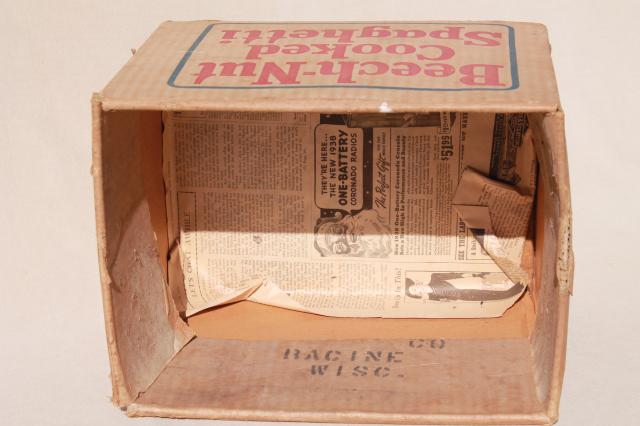 photo of antique cardboard shipping crate, Beech Nut Canojoharie NY box from Cooked Spaghetti #4