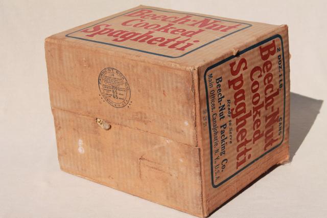 photo of antique cardboard shipping crate, Beech Nut Canojoharie NY box from Cooked Spaghetti #5