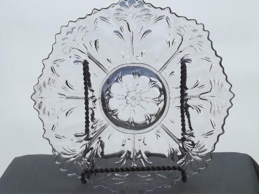 photo of antique carnation  pattern glass bowl, clear plain crystal carnival glass  #1