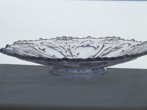 photo of antique carnation  pattern glass bowl, clear plain crystal carnival glass  #2