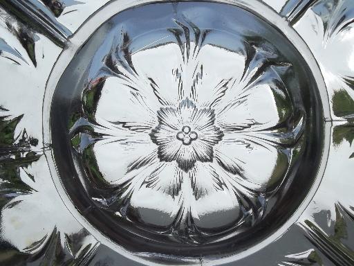 photo of antique carnation  pattern glass bowl, clear plain crystal carnival glass  #4