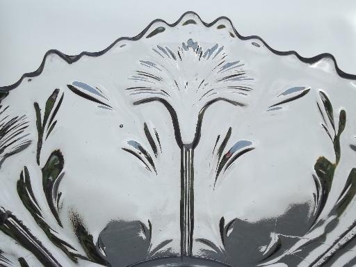 photo of antique carnation  pattern glass bowl, clear plain crystal carnival glass  #5