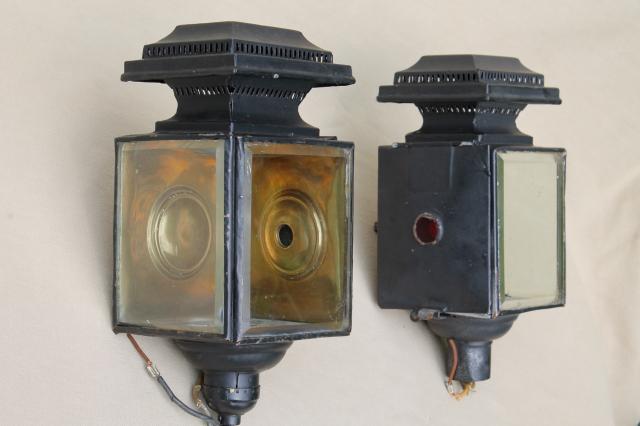 photo of antique carriage  lights, early automobile lamps converted to 1930s vintage porch lighting #1