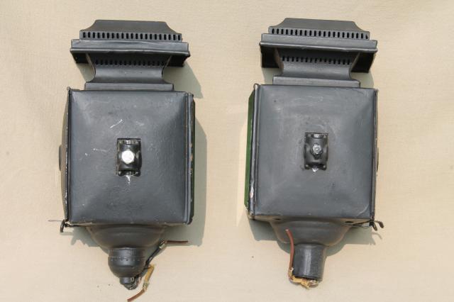 photo of antique carriage  lights, early automobile lamps converted to 1930s vintage porch lighting #2